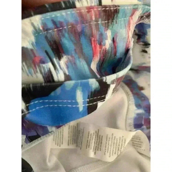 Fabletics Print Leggings Mesh Panel Abstract Print Stretch Blue White Si… - Picture 10 of 12